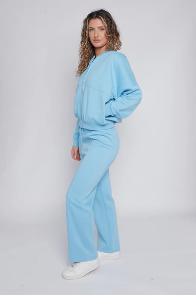Zip-Up Sweatshirt & Wide-Leg Jogger Co-Ord Lounge Set - Pink