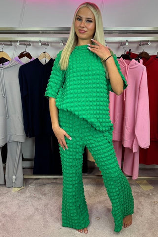 Bubbled Two Piece Loungewear Set - Green
