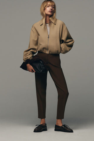 Bomber-Style Zip Jackets - Beige