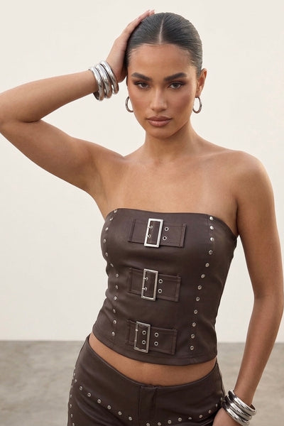 Buckle Up Faux Leather Two-Piece Set
